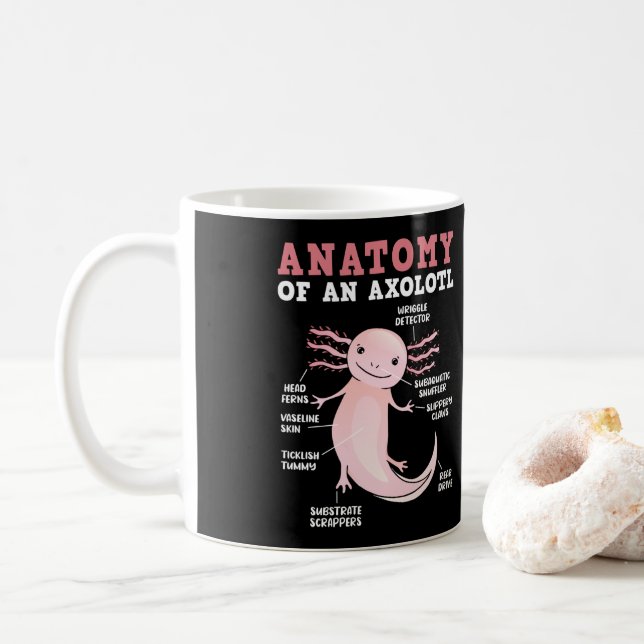 Mug Axolotls Anatomie D'Un Axolotl Kawaii (Avec donut)