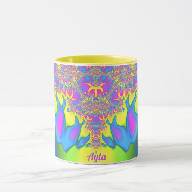 Mug AYLA ~ Zany 3D Fractal ~ Joli multicolore (Centre)