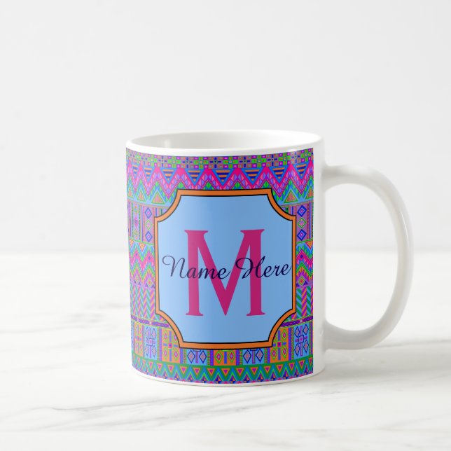 Mug Aztec Bright Tribal Monogramme Bureau Maison Ou Ca (Droite)