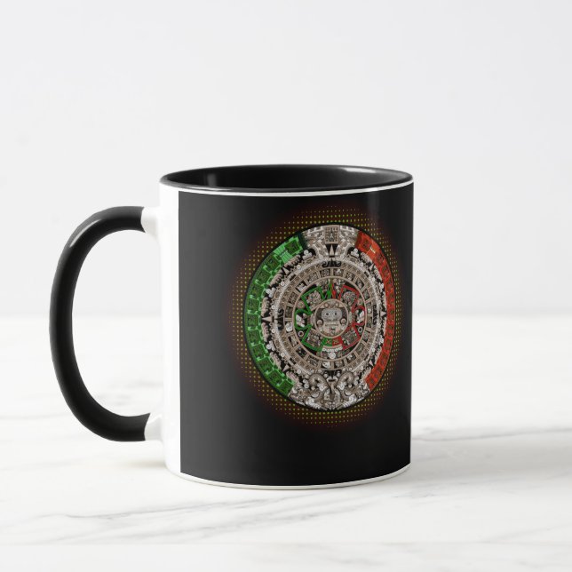 Mug Aztec Calendar Sun Stone Mexican Art Carving (Gauche)