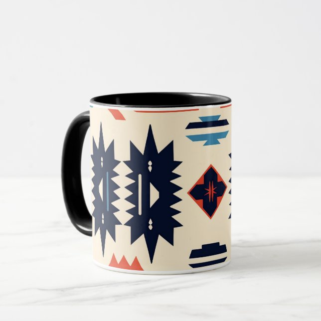 Mug Aztec géométrique tribal boho du Sud-Ouest (Devant gauche)