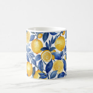 Mug Azulejo Lemons Feuilles bleus #1