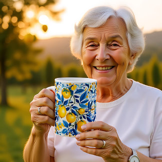 Mug 💛💙 Azulejos bleus et jaunes avec citrons