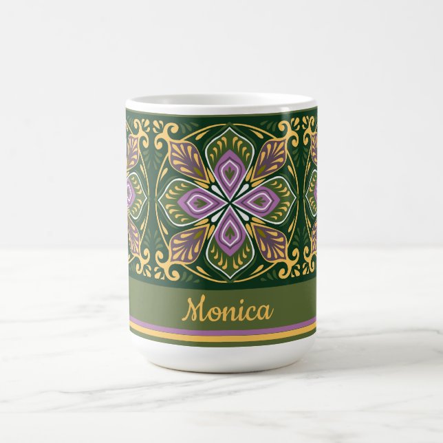 Mug Azulejos olive et lavande avec nom  (Centre)