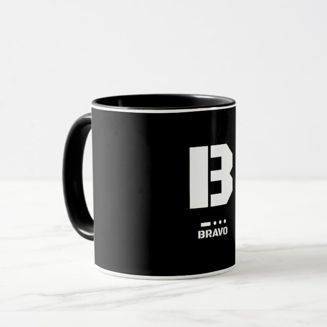 Mug B (Bravo) Code alphabétique et morse de l'OTAN (Devant gauche)