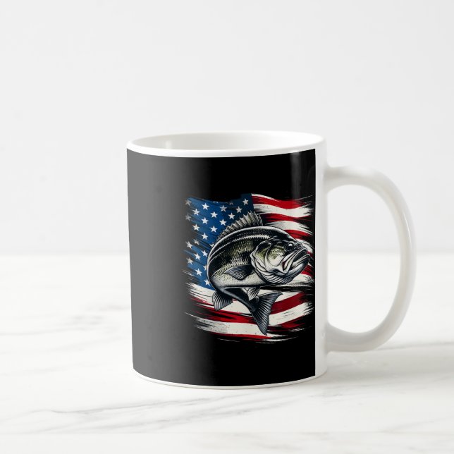 Mug B Fish Drapeau Usa Pêcheur 4 Juillet Pêche  (Droite)