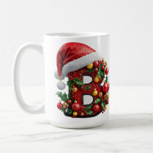 Mug B majuscule rouge de Noël décoré de manière festiv