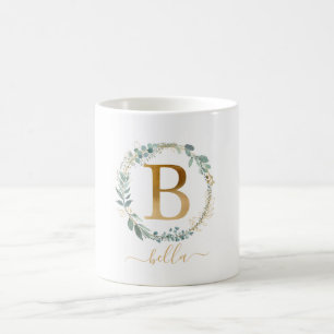 Mug B monogramme, couronne feuilletée propre au clien