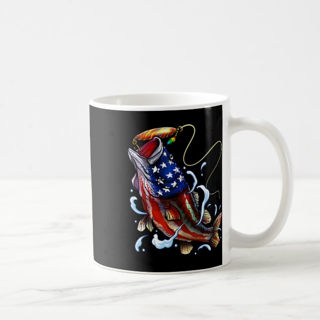 Mug B Pêche Poisson Drapeau Américain Papa Père Quatri (Droite)