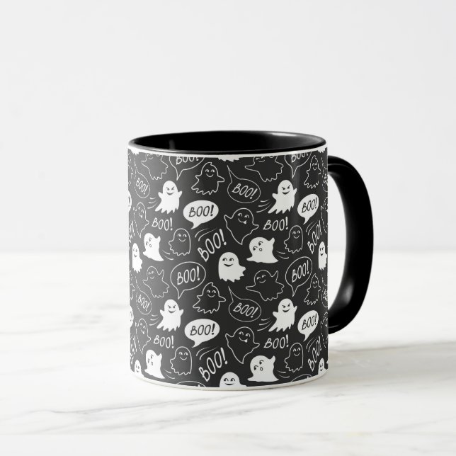 Mug B&W Cute Doodle Halloween Motif (Devant droit)