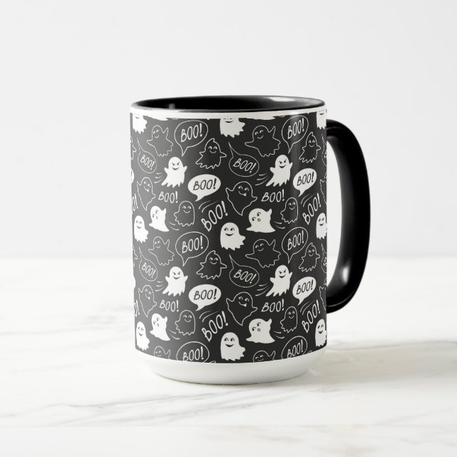 Mug B&W Cute Doodle Halloween Motif (Devant droit)