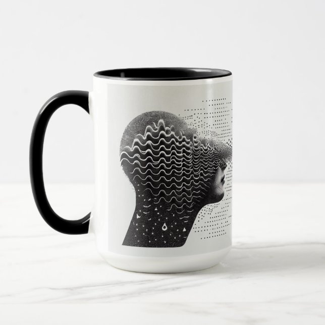 Mug B&W Surreal Optique Illusion Carte Visage Femme (Gauche)