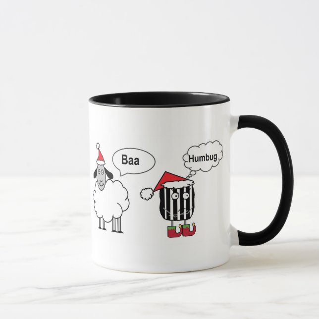 Mug Baa Humbug Drôle de mouton de Noël dessin animé (Droite)