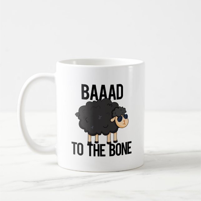 Mug Baaad À L'Os Drôle Pun Mouton Noir Noir (Gauche)