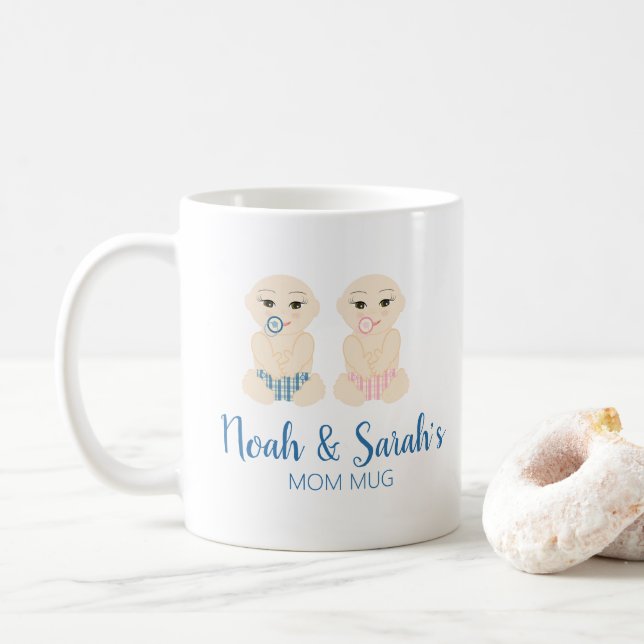 Mug Babies Vais et Girl Illustration in Blue Design (Avec donut)