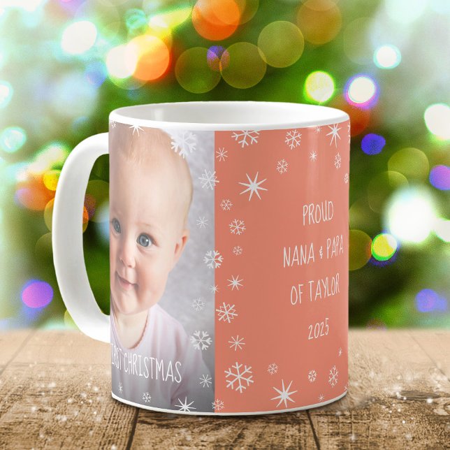 Mug Baby 1st Christmas Grand-parents 2 Photo Peach Nam (Créateur téléchargé)