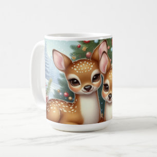 Mug Baby Deer au milieu d'un arbre de Noël festif