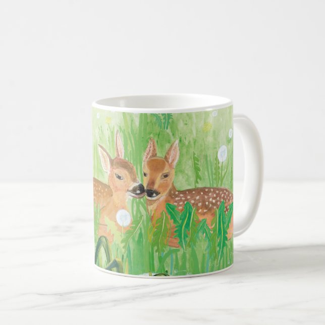Mug Baby Deer - Fawns in Tall Grass Illustration (Devant droit)