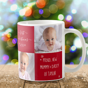 Mug Baby First Christmas Nouveau Maman Papa 2 Photo pe