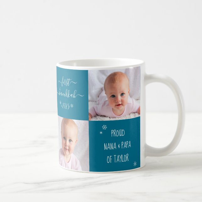 Mug Baby First Hanukkah Grandparents 2 Photo Custom (Droite)