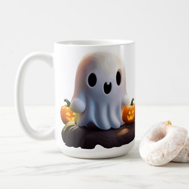 Mug Baby Ghost Déplaisant mignon caractère Halloween (Avec donut)