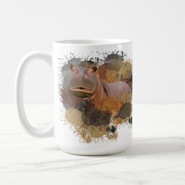 Mug Baby Hippo Abstrait Paint Splatter Faune (Gauche)