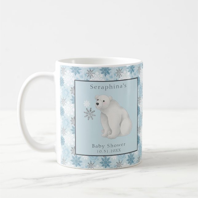 Mug Baby shower cadeau Blue Winter Polar Bear (Gauche)