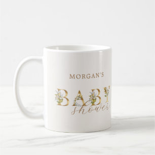 Mug baby shower des lettres florales d'or