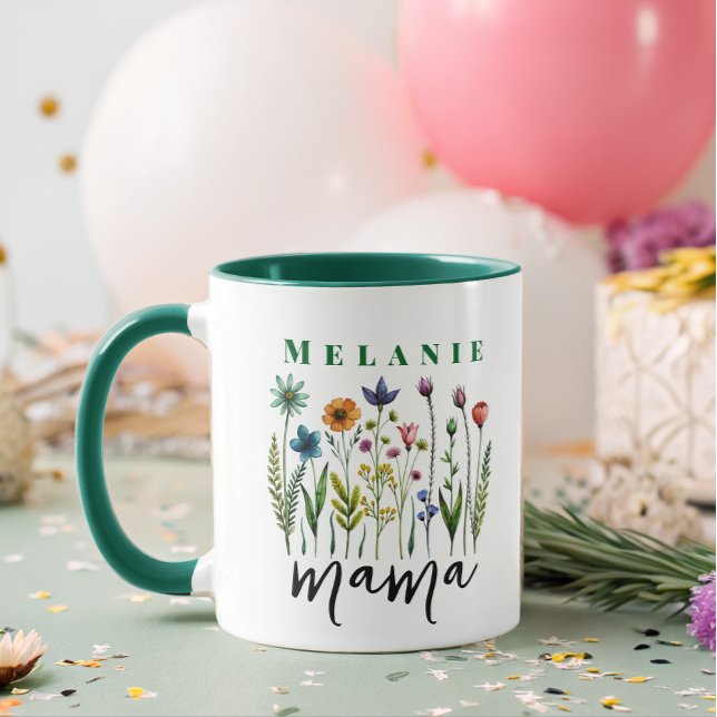 Mug Baby shower Fleur sauvage Mama (Créateur téléchargé)