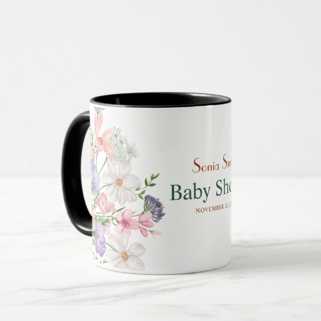 Mug Baby shower floral sauvage (Devant gauche)