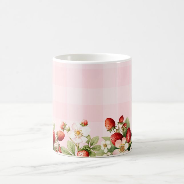 Mug Baby shower rose fraise vichy (Centre)