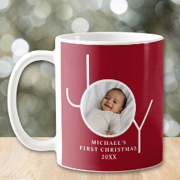 Mug Baby's First Christmas Photo Red