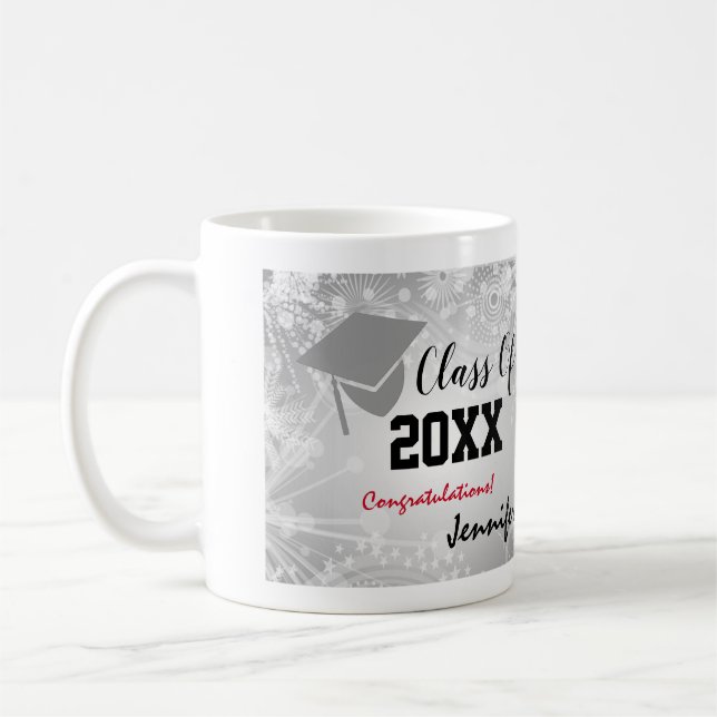 Mug Bac de diplôme, classe Année 20XX fête Argent (Gauche)