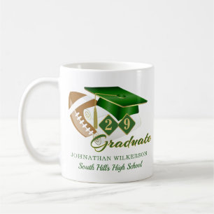 Mug Bac de football Green Graduation Personnalisé