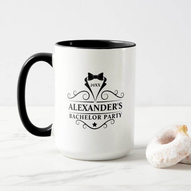 Mug Bachelor Party Cravate noire (Avec donut)
