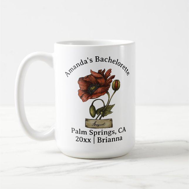Mug Bachelorette Mois de naissance Fleur août Populair (Gauche)