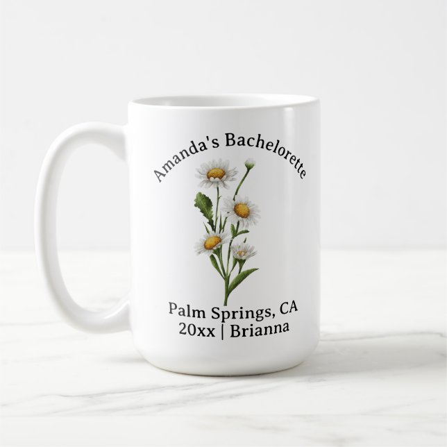 Mug Bachelorette Mois de naissance Fleur Avril Daisée (Gauche)