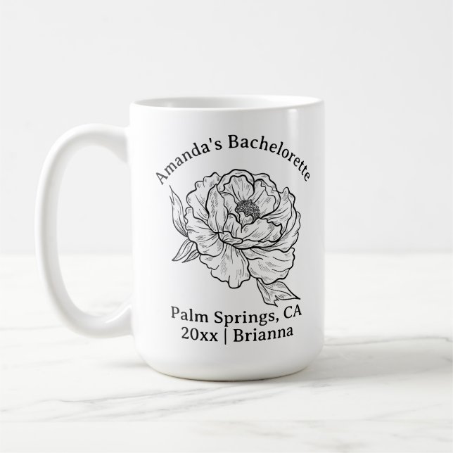 Mug Bachelorette Mois de naissance Fleur Novembre Peon (Gauche)
