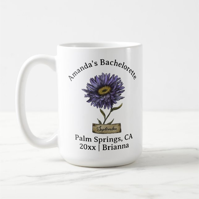 Mug Bachelorette Mois de naissance Fleur Septembre Ast (Gauche)
