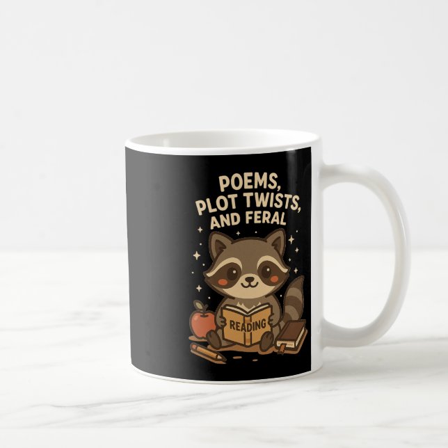 Mug Back To School Reading Teacher Raccoon Poem Plot T (Droite)