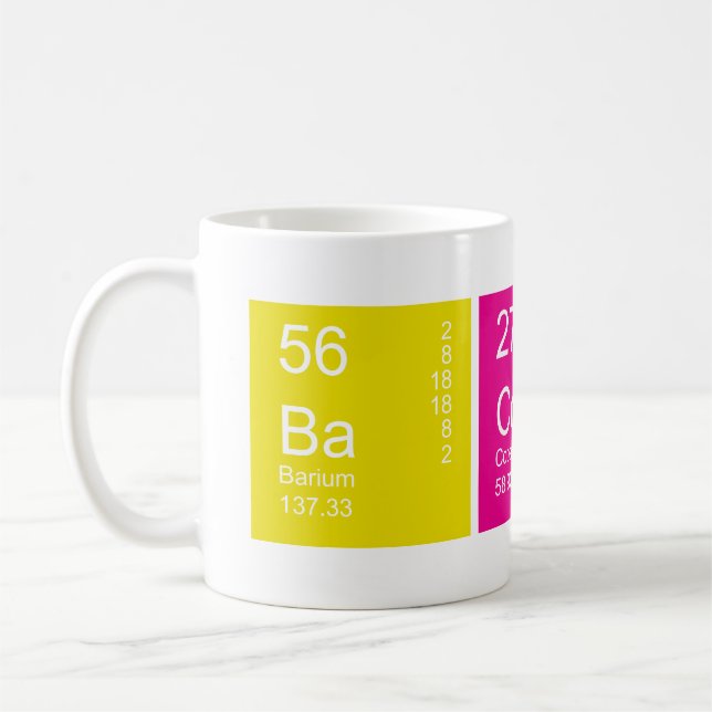 Mug Bacon de tableau périodique coloré (Gauche)