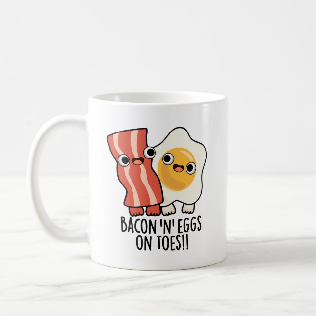 Mug Bacon et œufs sur les orteils Toast drôle Pun  (Gauche)