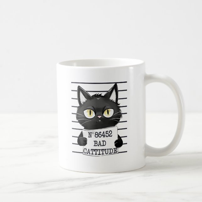 Mug Bad Cattitude - Mugshot de chat noir (Droite)