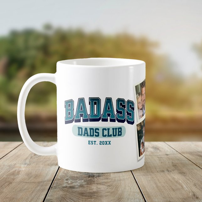 Mug Badass Dad Club Photo Collage Cool Amusement tenda (Créateur téléchargé)
