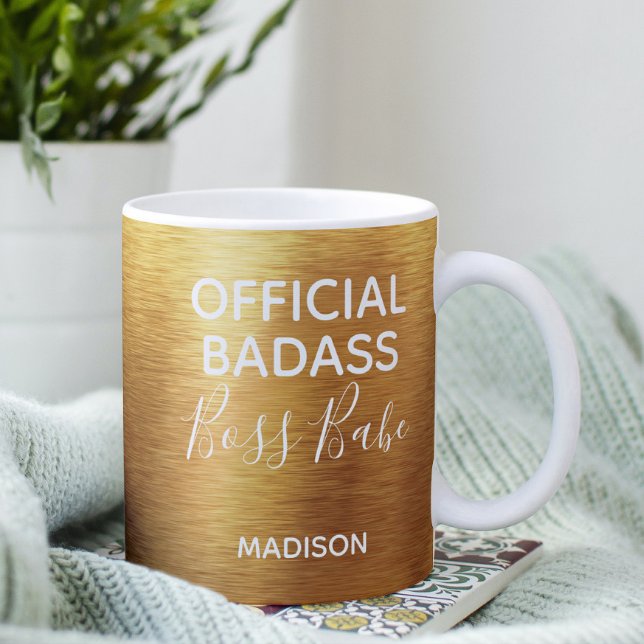 Mug Badass officiel Boss Babe Metallic Gold Nom (Créateur téléchargé)