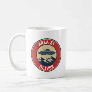 Mug Badge Classifié Zone 51 Rétro UFO Alien