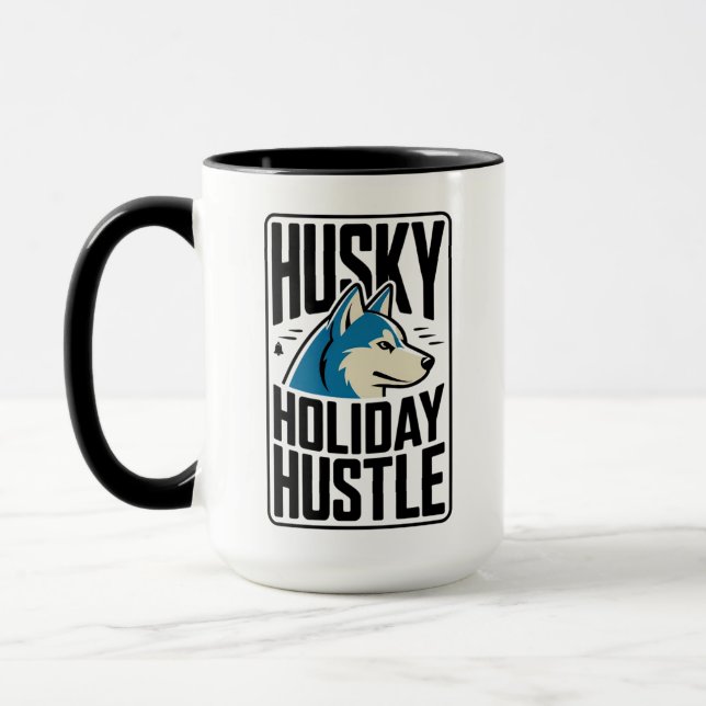 Mug Badge de l'effervescence des fêtes husky (Gauche)
