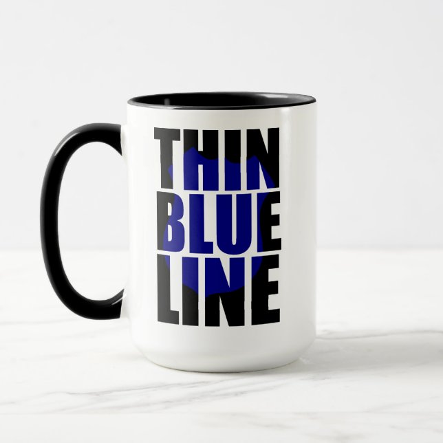 Mug Badge de soutien à la police Thin Blue Line (Gauche)
