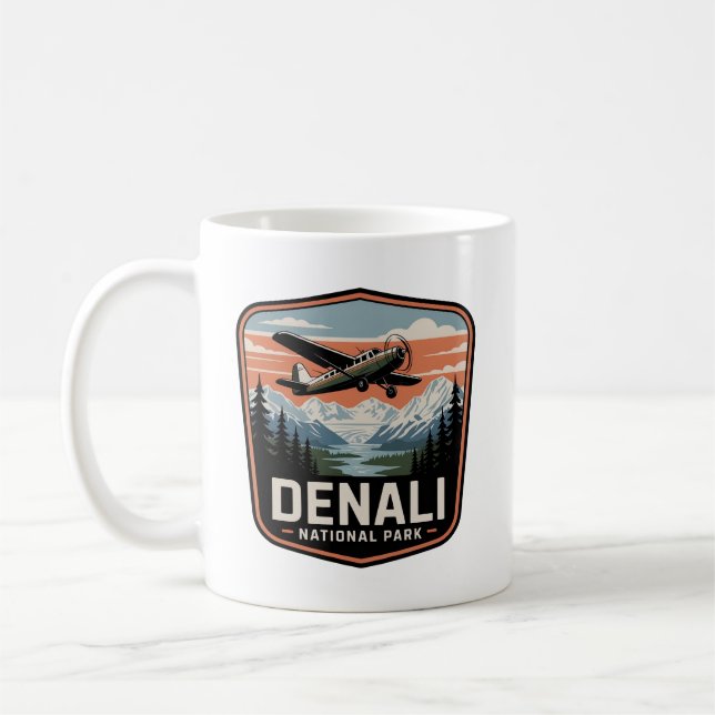 Mug Badge de voyage rétro d'hydravion du parc national (Gauche)