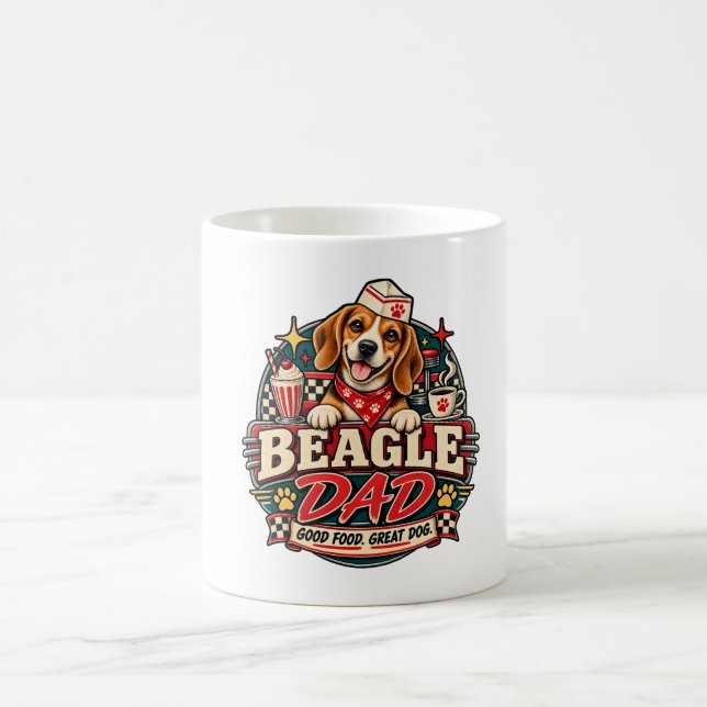 Mug Badge d'impression de patte de diner rétro pour pa (Centre)